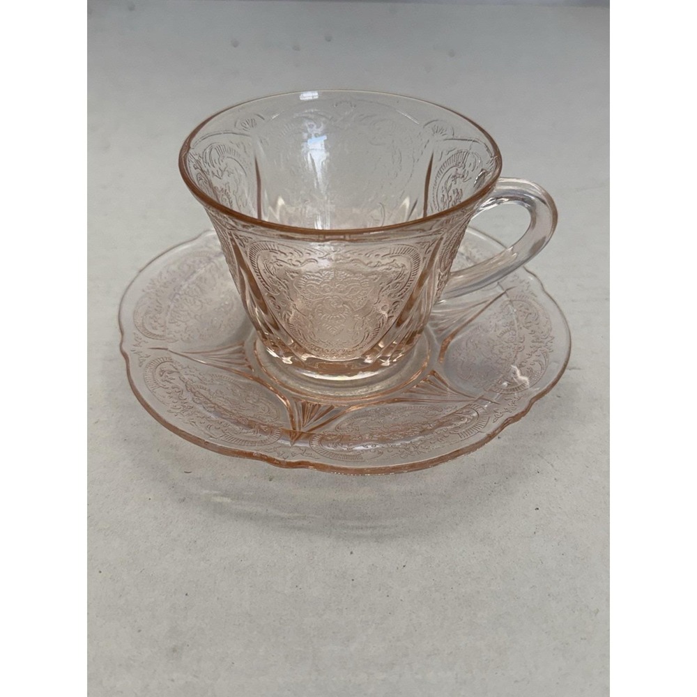 Hazel Atlas Royal Lace Pink Tea Cup And Saucer Depression Glass